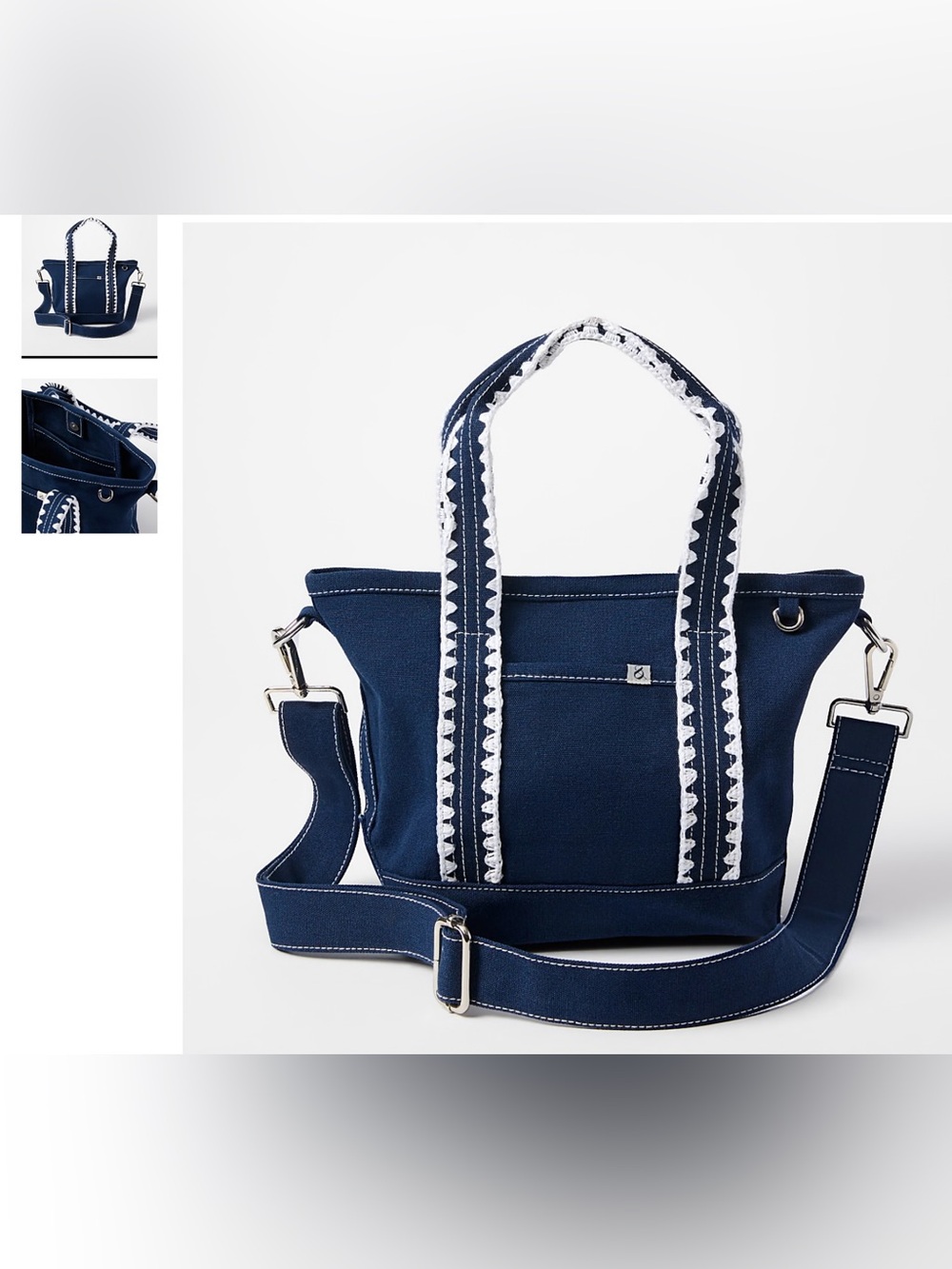 NWT Loft Navy & Grey Whipstitch 6-Hour Bag
